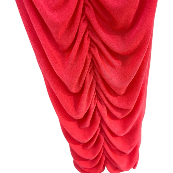 SER.O.YA ruched bodycon Midi skirt NWOT Small Orange - Picture 4 of 4